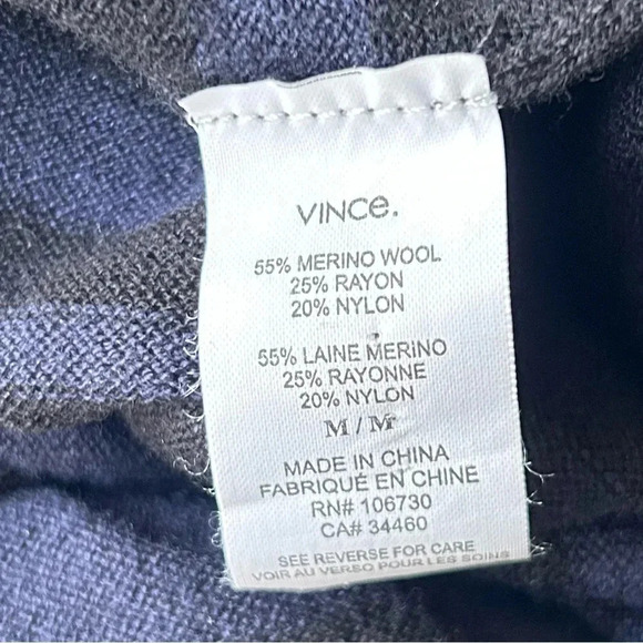 Vince blue striped tunic sweater merino wool blend oversized bateau Size M - Picture 7 of 9